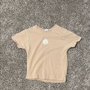 Kids Tan T-Shirt with Daisy Design